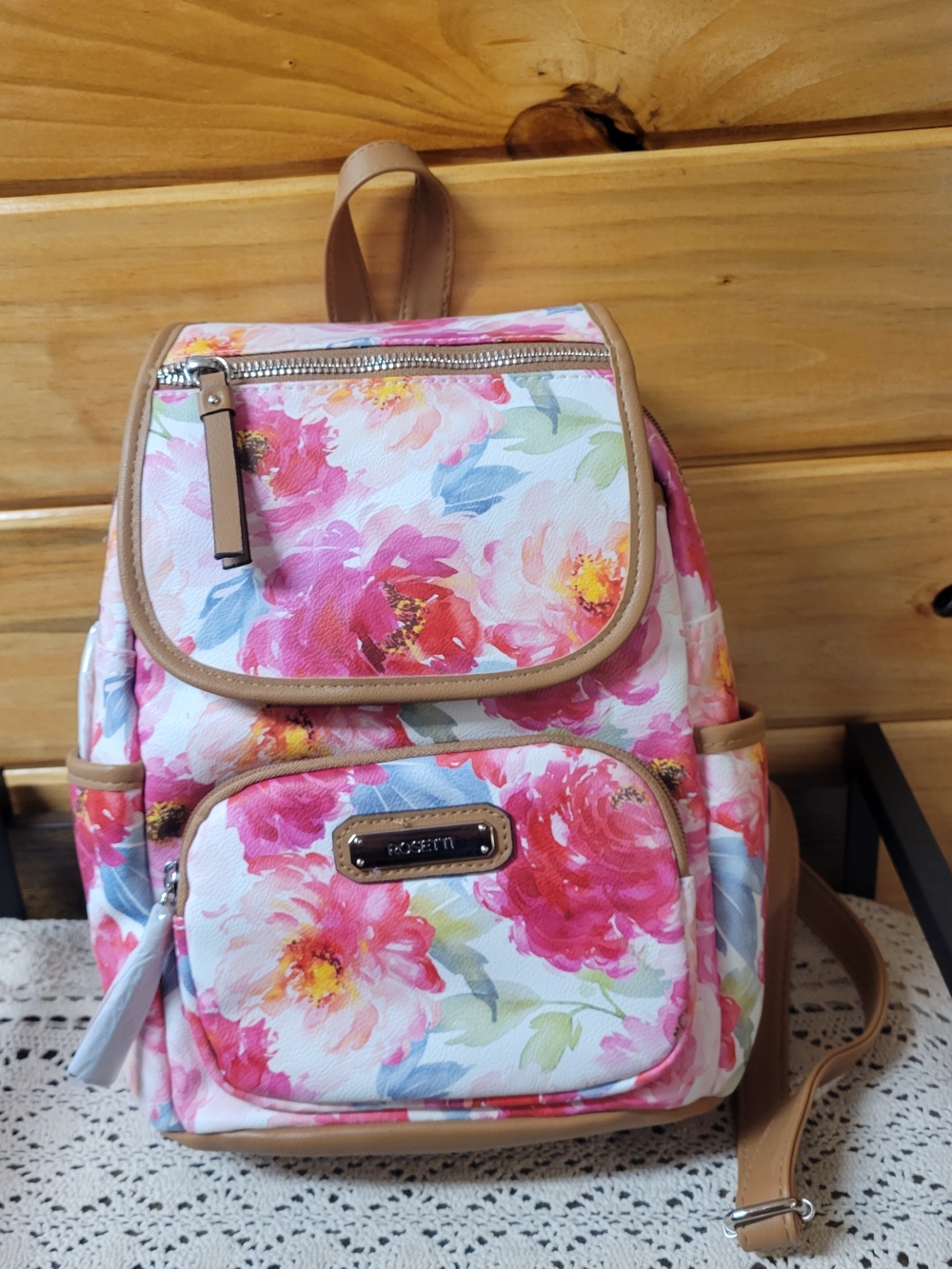 Rosetti Floral Pink White Backpack